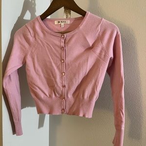 Pink Cropped Cardigan